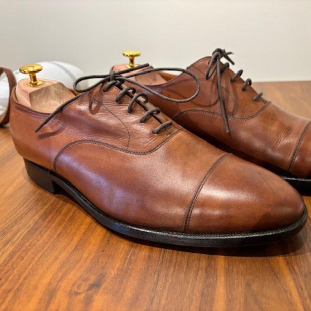 Men's Brown Leather Cap-Toe Oxford Dress Shoes